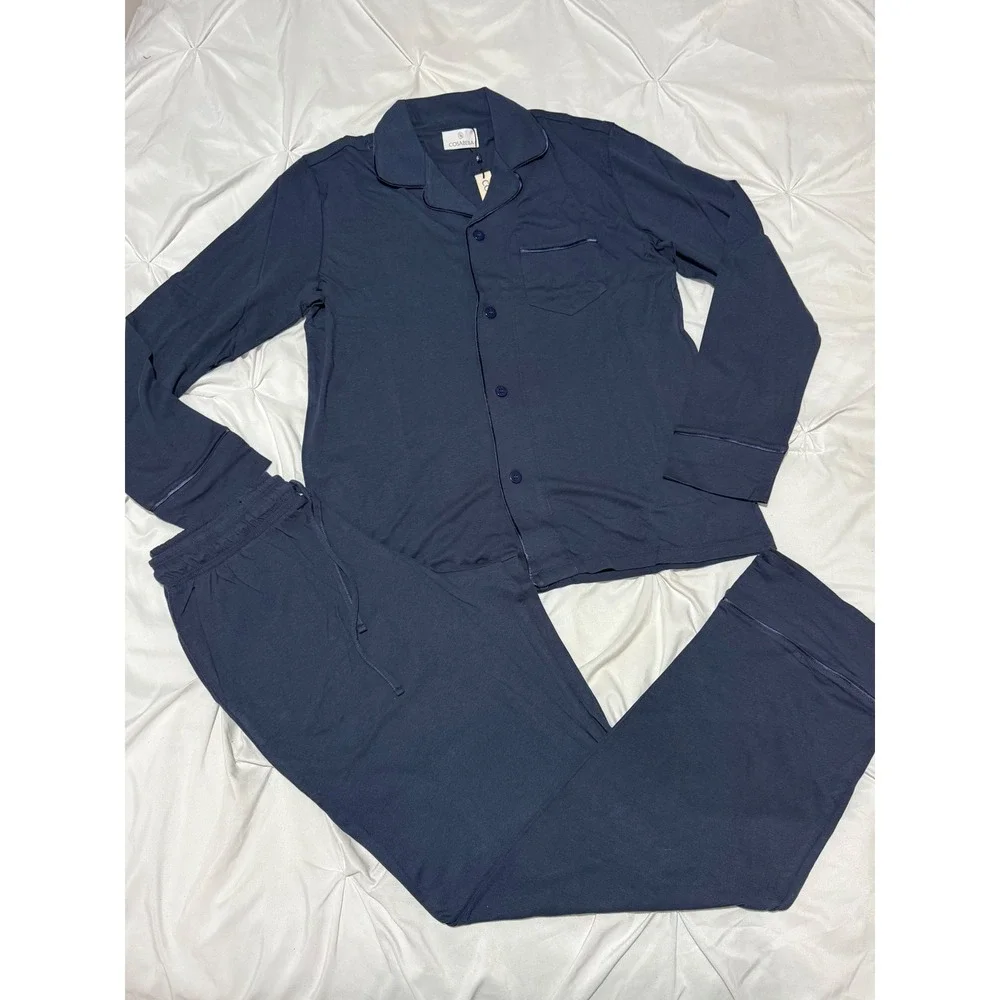 Cosabella Classic Men's Pajama Set Navy Long Sleeve & Pants Size S